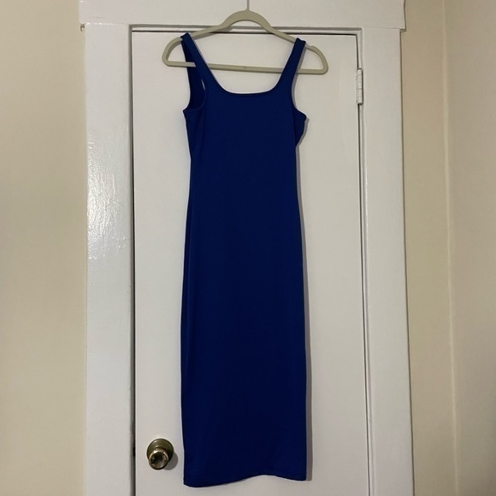 Blue bodycon tight maxi dress size Small